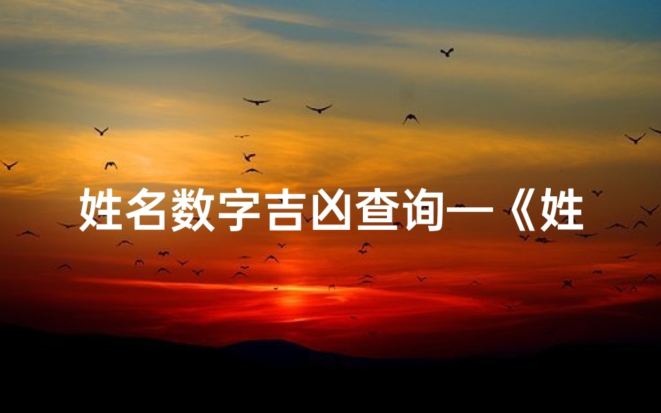 姓名数字吉凶查询—《姓名数字解码:揭秘吉凶运势之谜》