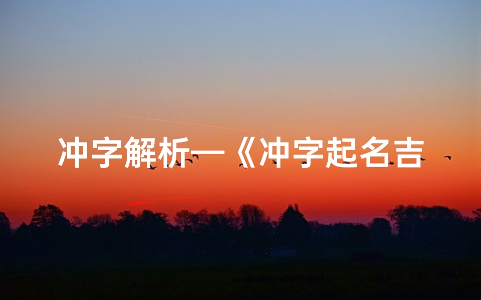 冲字解析—《冲字起名吉凶查询大全:男孩名字精选指南》