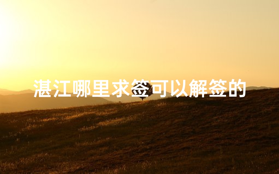 湛江哪里求签可以解签的(我想解签)