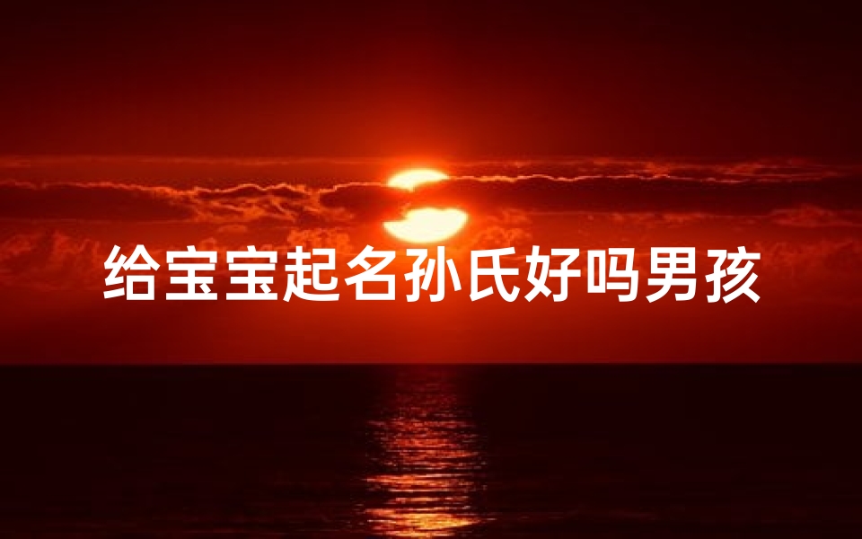 给宝宝起名孙氏好吗男孩(姓孙的男宝宝该怎么起名字好)