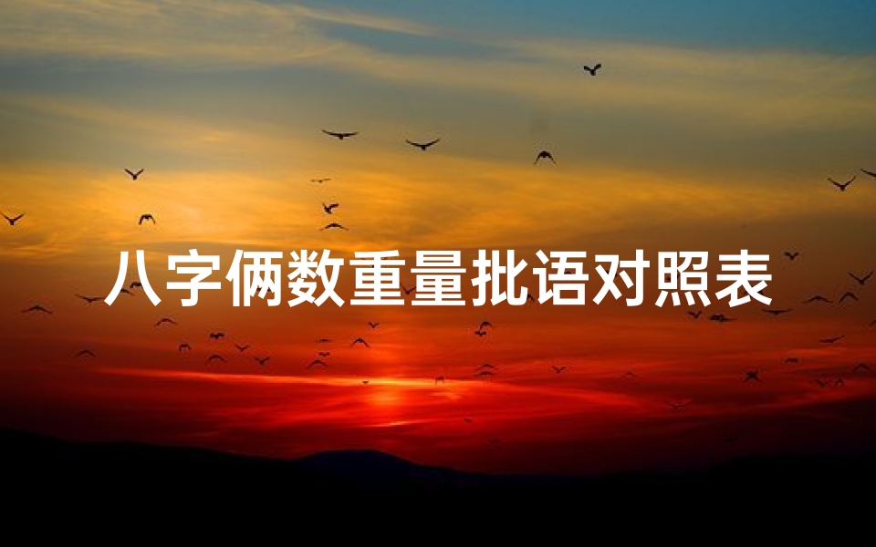 八字俩数重量批语对照表—八字两数越多命越好?揭秘命运奥秘
