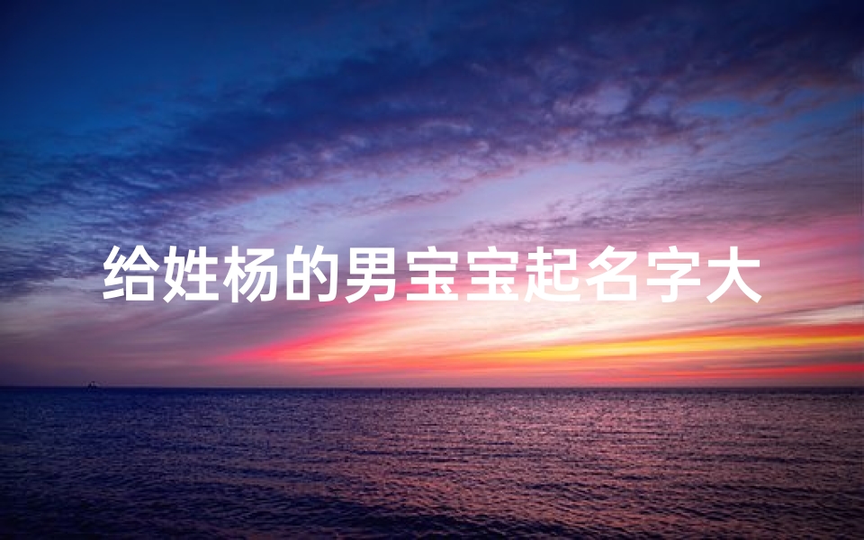 给姓杨的男宝宝起名字大全四个字(杨姓男孩的名字)