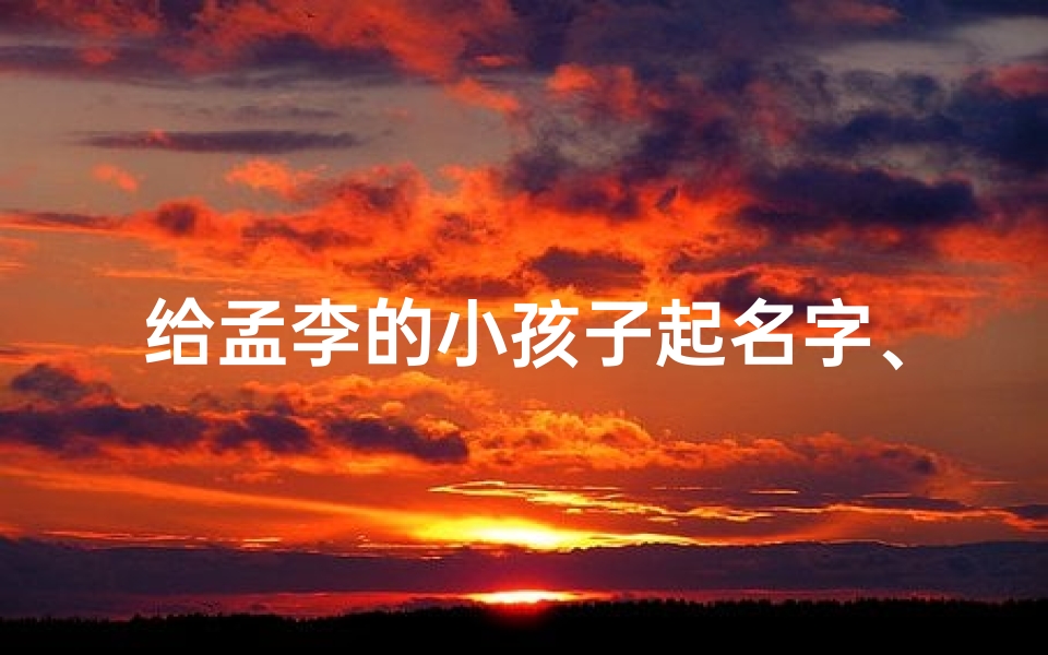 给孟李的小孩子起名字、《孟李宝宝,起名大作战:创意名字大盘点》