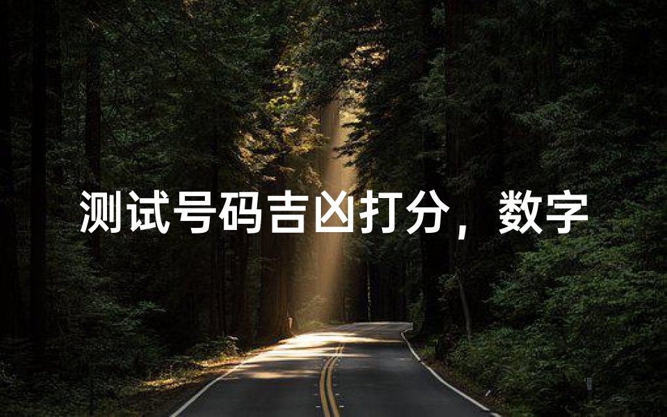 测试号码吉凶打分,数字能量与运势解析指南