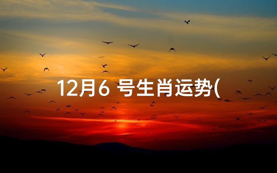12月6 号生肖运势(2020年12月6号运势播报)