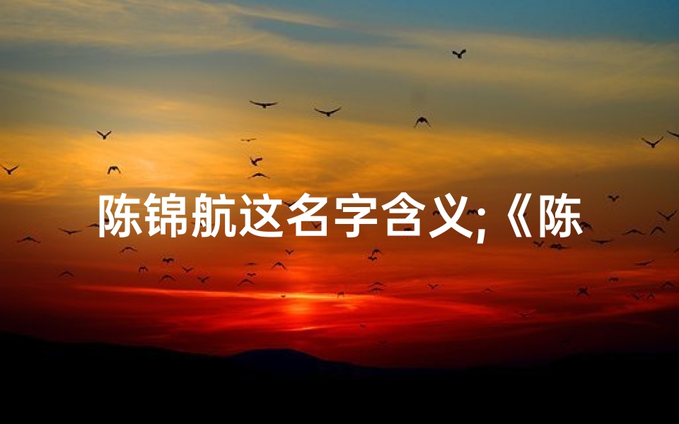 陈锦航这名字含义;《陈锦航:翱翔蓝天,梦想起航》