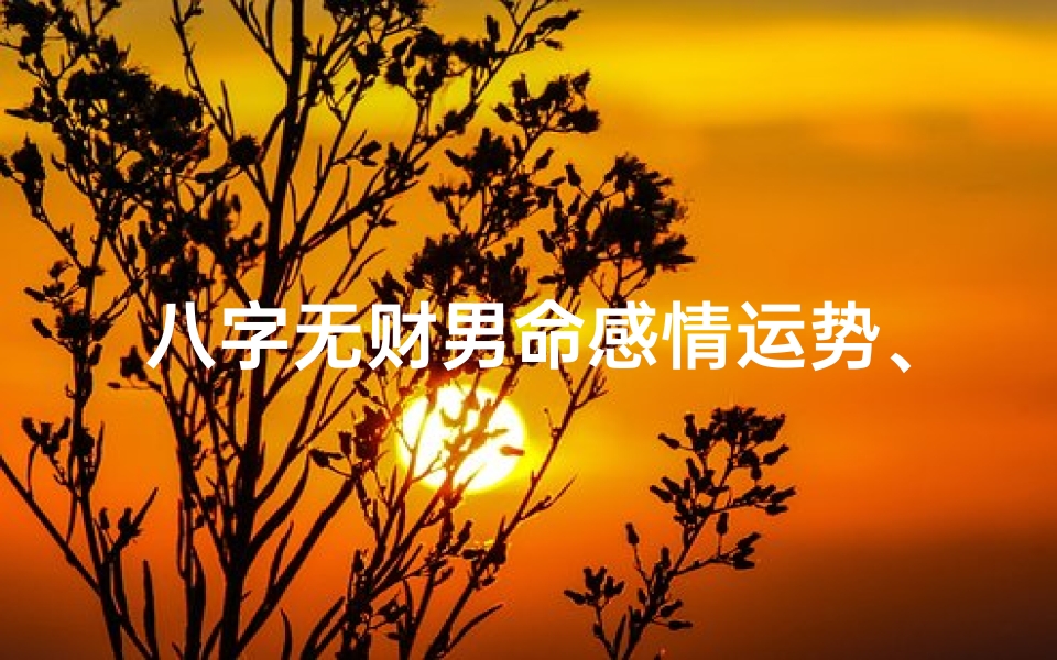 八字无财男命感情运势、八字无财星的男人走财运