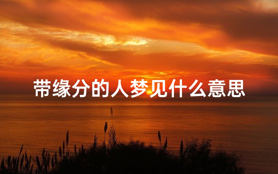 带缘分的人梦见什么意思;带缘分的人在梦里出现的人