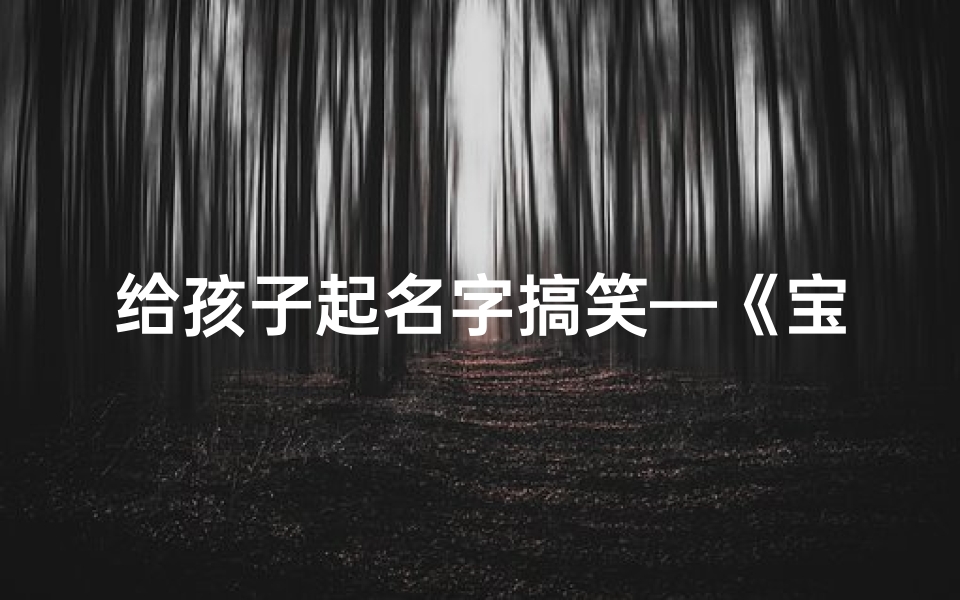给孩子起名字搞笑—《宝宝取名大赛,笑料百出》