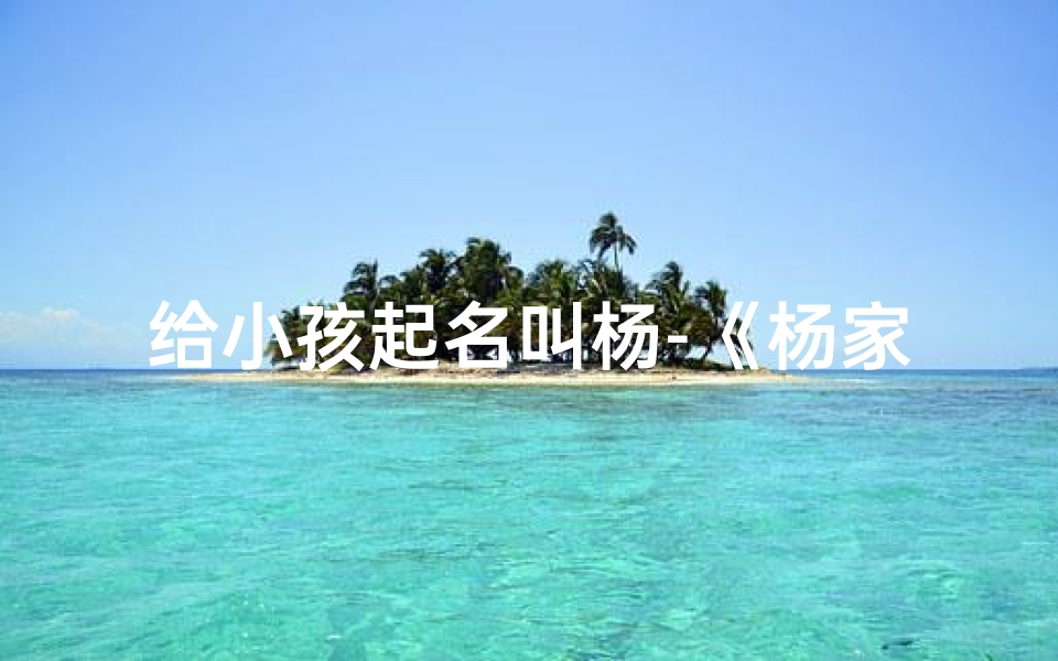 给小孩起名叫杨-《杨家宝贝:温馨命名故事》