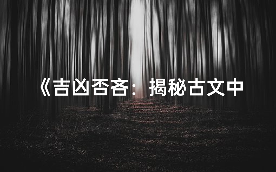 《吉凶否吝:揭秘古文中的命运密码》