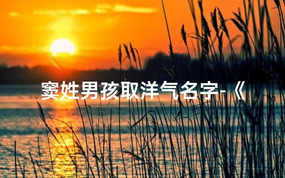 窦姓男孩取洋气名字-《窦姓龙宝宝男孩取名:寓意吉祥的精选名字》